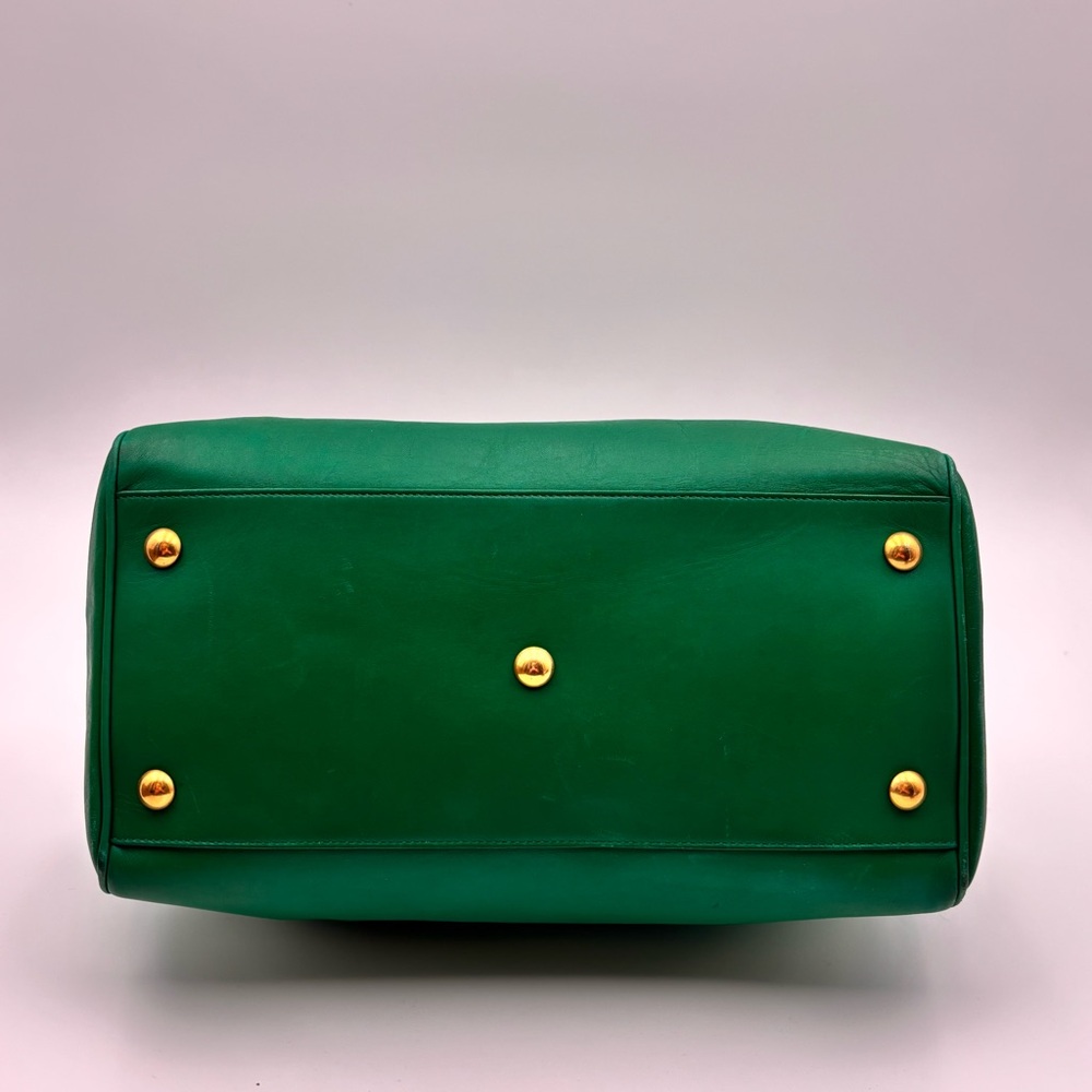 Saint Laurent Green Leather Duffle Top Handle Bag Gold Hardware - Picture 9 of 9